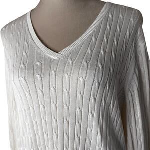 Vintage Izod Club “International Tour” Cable-Knit Sweater | 100% Cotton | Size L